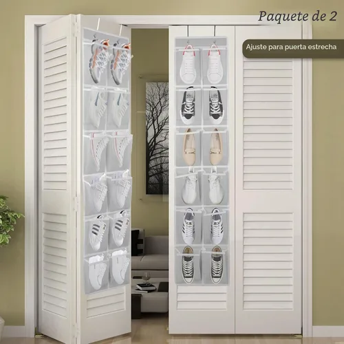 Vista 3 de GOMAJI Organizador de zapatos para colgar sobre la puerta con 12 bolsillos (2 unidades)