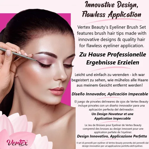 Vista 6 de Juego de brochas delineadoras de ojos en ángulo fino – para aplicador de delineador de gel líquido, plantillas dobladas, lápiz fino, sacapuntas