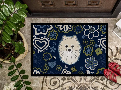 Vista 3 de Caroline's Treasures BB5058JMAT - Felpudo de 24 x 36 pulgadas, diseño de flores azules, para interiores y exteriores, para entrada, antideslizante