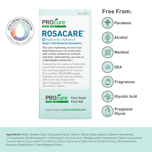 Vista 6 de PROcure Rosacare - Suero facial de 1.08 onzas líquidas, ácido hialurónico, niacinamida y raíz de regaliz para aliviar el enrojecimiento