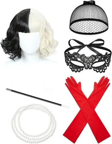Vista 4 de Disfraz de Halloween para mujer Deville Dálmata chal con accesorios de disfraz