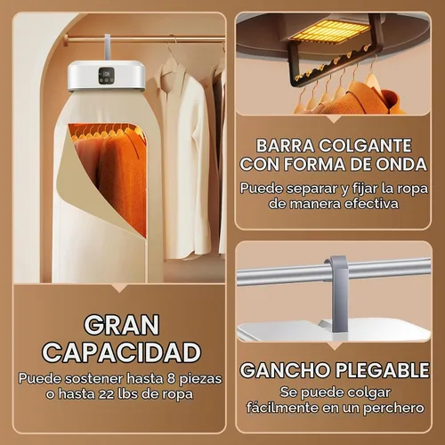 Vista 4 de Secadora de ropa portátil, mini secadora para lavandería, pequeña secadora eléctrica compacta plegable para viajes, RV, hogar y apartamento