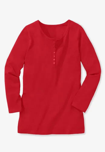 Vista 2 de Woman Within Camiseta Henley de manga larga perfecta para mujer, talla grande
