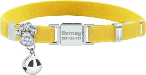 Vista 15 de Collares elásticos de seguridad personalizados para gatos con campana, collares elásticos personalizados con láser para niñas, niños, gatos