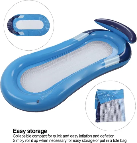 Vista 4 de Hamaca flotante para piscina, flotador inflable para piscina, silla flotante plegable de agua, hamaca flotante de inflado, flotador reclinable