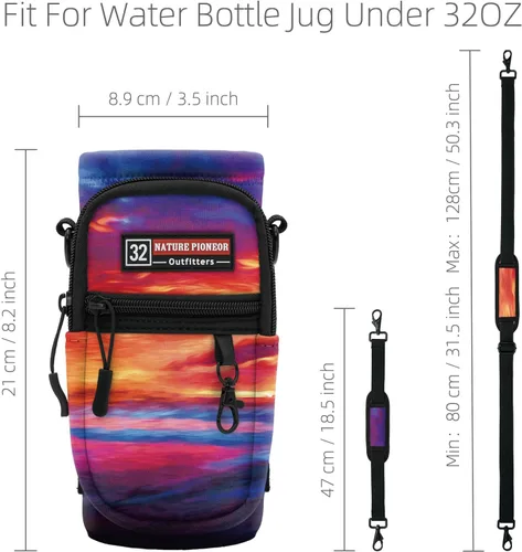 Vista 3 de [Usado] NATURE PIONEOR Water Bottle Holder with Strap for 25oz/32oz/40oz/64oz