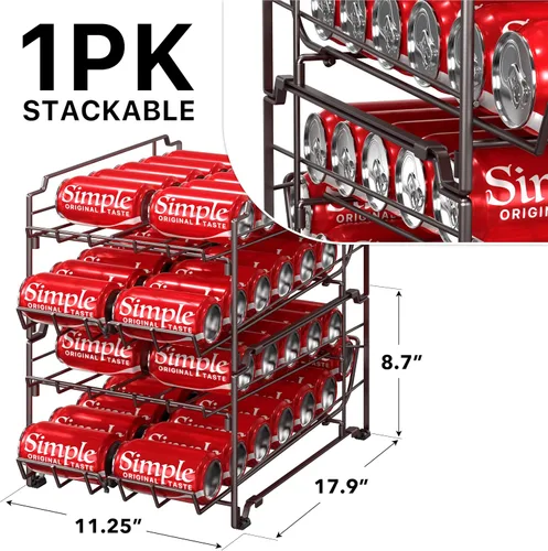 Vista 2 de Simple Houseware Dispensador de latas apilable de carga frontal de doble fila, bronce