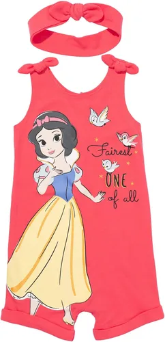 Vista 9 de Disney Princesa Rapunzel Ariel Belle Jasmine Aurora - Mameluco con broches y diadema para bebés niñas desde recién nacidas hasta niñas pequeñas