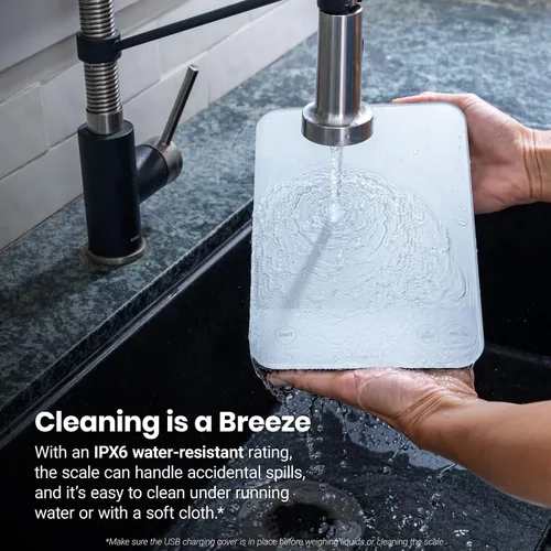 Vista 5 de Etekcity - Báscula de cocina digital de 22 lb, pesa gramos y onzas - Herramienta recargable e impermeable para pérdida de peso, cocina, repostería