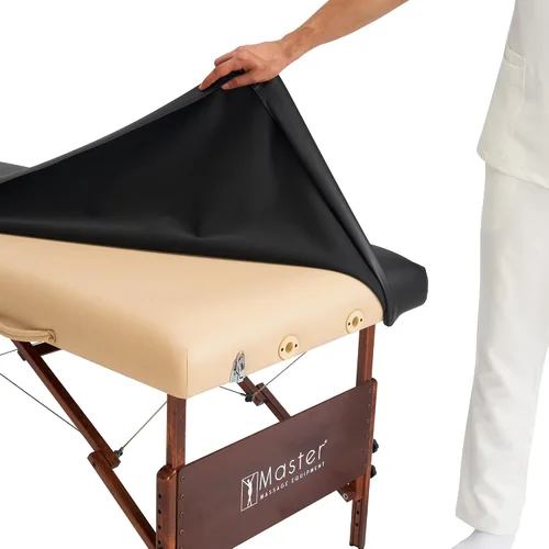 Vista 4 de Master Massage Funda de protección de mesa de masaje de cuero de vinilo de poliuretano rectangular universal para mesa de masaje, protector de Negro