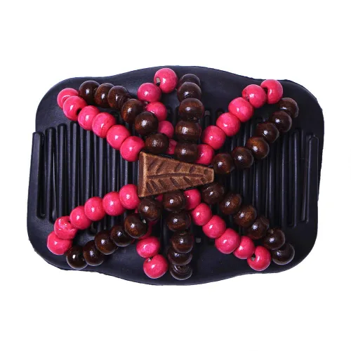 Vista 4 de LOVEF Peines mágicos para el cabello para mujer, 3 unidades, con cuentas de madera, elásticos, doble cara, clips para moño, accesorios