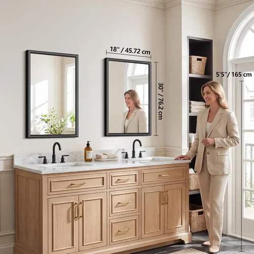 Vista 2 de FORBATH Bathroom Mirror for Over Sink, 18x30 Inch Black Vanity Mirror