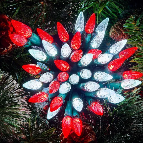 Vista 10 de Joiedomi - Luces para árbol de Navidad C6 multicolor, 100 luces LED de encendido constante en forma de fresa, 33.66 pies, luces de Navidad