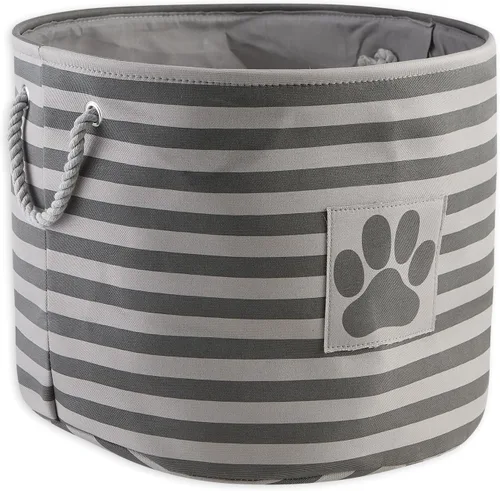 Vista 60 de Bone Dry - Cesta de almacenamiento para mascotas, diseño de parche de pata rayado, aguamarina, rectángulo pequeño
