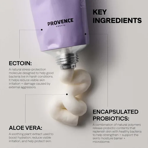 Vista 5 de Provence Beauty BARE LUMIÈRE Crema reparadora de barrera cutánea – Hidratante facial 5 en 1 con ectoína, probióticos encapsulados y aloe vera