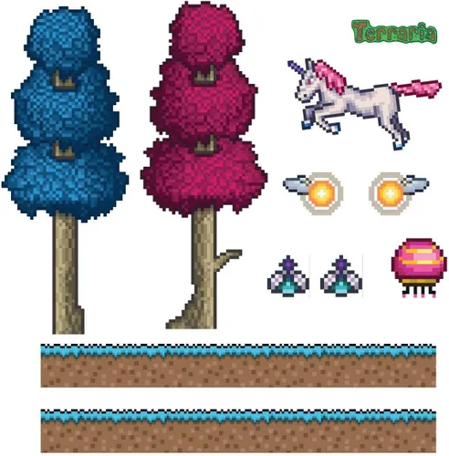 Vista 2 de Terraria Hallow Biome - Calcomanías de pared (juego de 9 piezas)