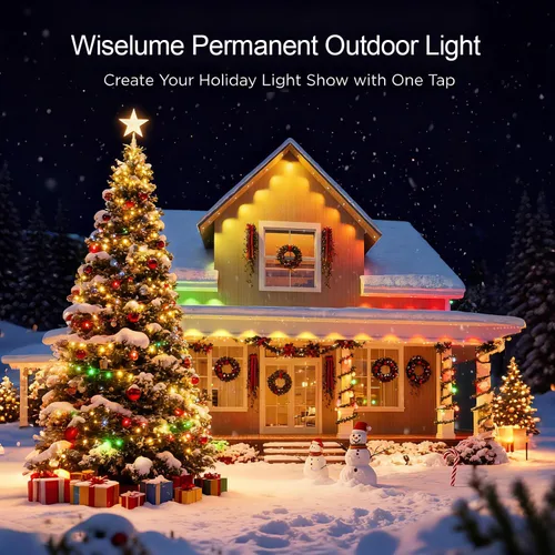 Vista 3 de Luz exterior permanente de 50 pies con 36 luces LED, luces de tejado inteligentes RGB que cambian de color, luces exteriores impermeables
