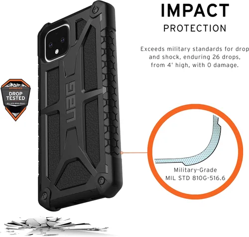 Vista 3 de URBAN ARMOR GEAR UAG Made for Google Pixel 4 [pantalla de 5.7 pulgadas] Monarch Feather-Light Rugged [Negro] Funda militar probada contra caídas