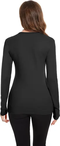 Vista 4 de TAIPOVE Camiseta térmica de manga larga de algodón para mujer camiseta básica de punto de jersey