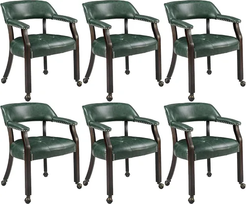 Vista 24 de Juego de 2 sillas de comedor con ruedas, poliuretano gris antiguo Gris (Antique Grey)