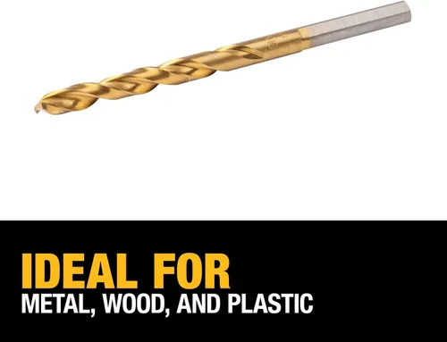 Vista 3 de DEWALT DW1316 - Broca helicoidal de titanio con punta aguzada, de 14 pulgada, color dorado