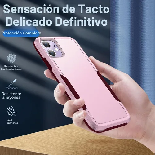 Vista 4 de Yiakeng Funda para iPhone 11, iPhone 11 con protector de pantalla HD, PC híbrida + TPU a prueba de golpes Defender Pioneer Anti-Shock Phone Case Rosa