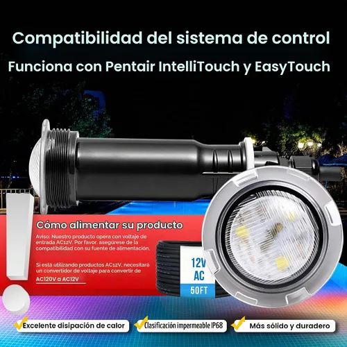 Vista 4 de Luces de piscina Generalman para piscina enterrada, reemplazo directo para Pentair GloBrite, luz LED de 1.5 pulgadas para piscina y spa enterrada