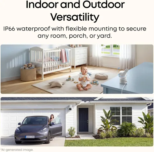 Vista 5 de eufy Security Cámara interior/exterior C31 (paquete de 2), IP66, sin Negro
