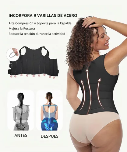 Vista 3 de FeelinGirl Entrenador de cintura para mujer, chaleco de cintura de látex A-Negro