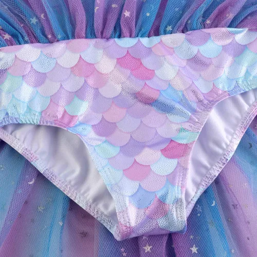 Vista 5 de EQSJIU Ballet Leotard with Tutu Skirt for Girls Dance Gymnastics Toddlers Sparkly Snowflake Party Dress Outfit Kids
