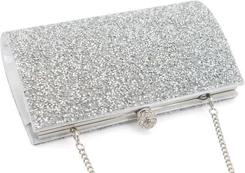 Vista 3 de Bolso de noche brillante para mujer, bolso de mano de cristal con diamantes de imitación
