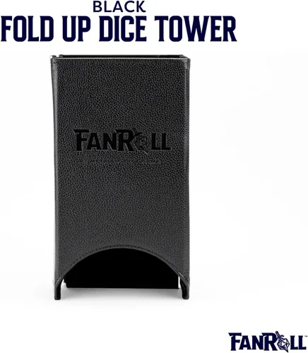 Vista 2 de FanRoll - Torre de dados plegable: negro, juego de rol, accesorios para Dungeons and Dragons