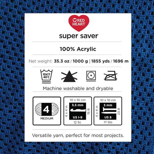 Vista 6 de Red Heart Super Saver Jumbo - Ovillo de hilo de color cereza, 1 unidad de 35.2 oz, acrílico 100 %, peso estambre o 4 (medio), 1860 yd, para tejido