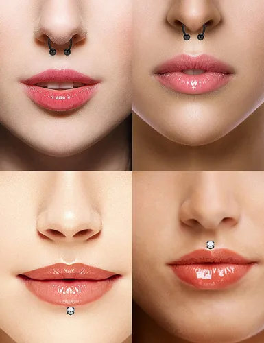 Vista 3 de SCERRING Anillos de labio de acero inoxidable de 0.66 oz (16 g) de herradura Labret Monroe, anillos de labio para uñas, tragus rook, hélice