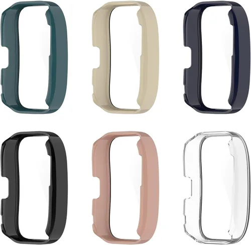 Vista 3 de RuenTech Protector de pantalla compatible con Amazfit Bip 5, funda protectora de policarbonato impermeable, película de vidrio templado HD integrada