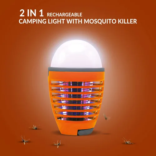Vista 2 de Himalayan Glow Bombilla eléctrica 2 en 1 para exterminador de insectos, linterna de campamento al aire libre recargable con exterminador