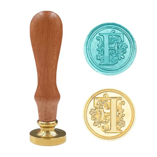 Vista 22 de Sello medieval tradicional de cera del alfabeto, con cabeza de latón, con mango de madera, para tarjetas, sobres, regalo (letra A)