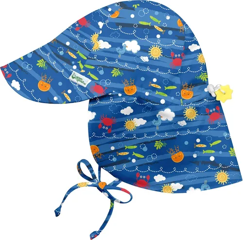 Vista 8 de Sombrero I play by Green Sprouts, de solapa, protección solar UPF 50+ para cabeza, cuello y ojos, para bebé Helechos Verde Oscuro