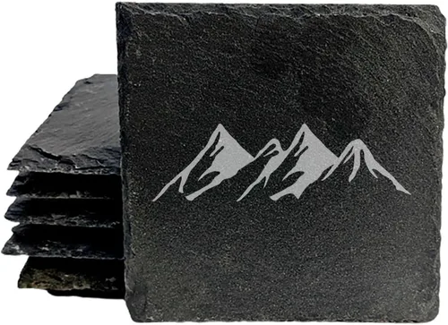 Vista 11 de Mountain Majesty - Posavasos de pizarra con impresionante diseño de escena de montaña, perfectos para decoración del hogar y la oficina y protección