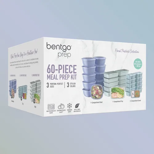 Vista 8 de Bentgo Prep - Kit variado de preparación de comidas de 60 piezas, recipientes de alimentos reutilizables PFAS y sin BPA, bandejas de 1