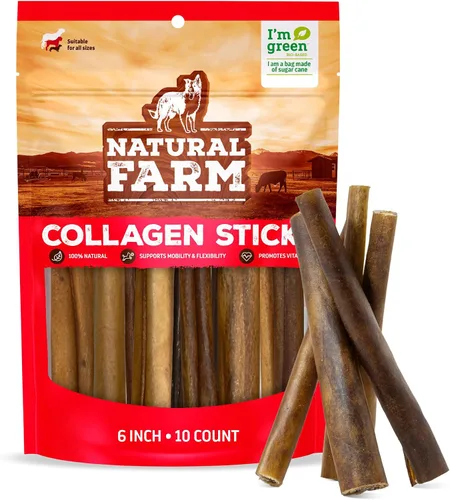 Vista 10 de Natural Farm Palitos de colágeno masticables para perros de 6 pulgadas, sin olor, 95% colágeno natural que apoya articulaciones saludables, piel