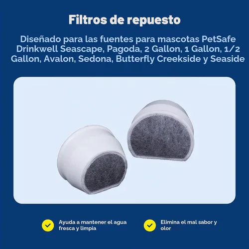 Vista 5 de PetSafe Drinkwell Avalon & Pagoda Fountain Filtros de Carbón Activado - Mejor Opción de Hidratación - Pureza Duradera - Bebida Sin Olores