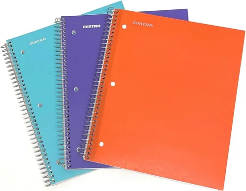 Vista 29 de Mintra Office Cuaderno con espiral duradero, 3 materias, azul pervinca (Arctic Ice), amarillo claro (Sun Yellow) y rosado claro (Spring Pink)