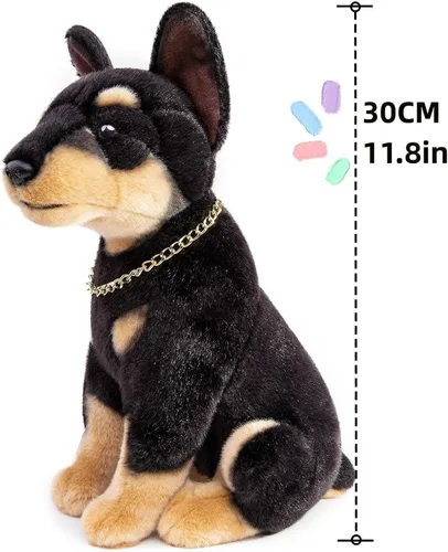 Vista 4 de FRANKIEZHOU Simulation Doberman - Peluche realista de 12 pulgadas, perro de peluche suave de Doberman, perro de peluche, regalos para niños