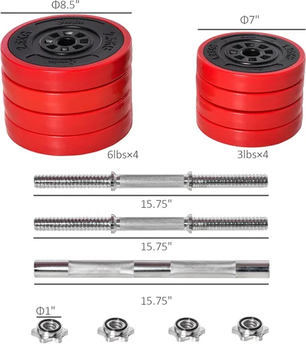 Vista 7 de Soozier Adjustable Dumbbell Set, Convertible to Barbell Weight Set for Home Gym Women and Men Weight Lifting Training.