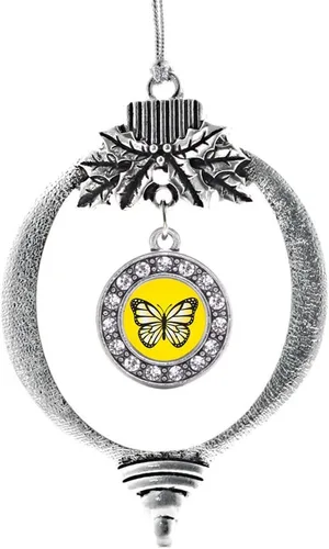 Vista 14 de Inspired Silver - Adorno con dije de cara de carlino - Adornos navideños de círculo de plata con joyas de circonita cúbica