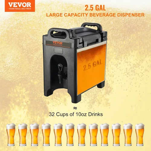 Vista 2 de VEVOR Dispensador de Bebidas Aislado, 2.5 Galones, Servidor de Bebidas Calientes y Frías de LDPE Grado Alimenticio, Dispensador Enfriador de Bebidas