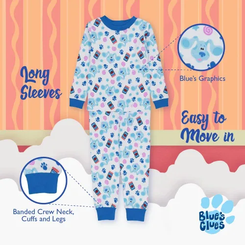 Vista 4 de Nickelodeon Paw Patrol Baby Shark Blue's Clues & You - Conjunto de pijama de algodón ajustado de 4 piezas
