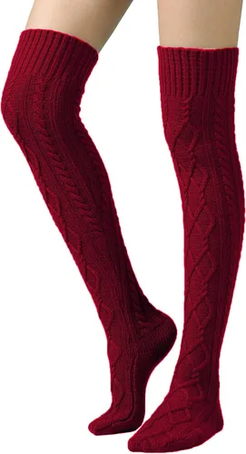Vista 40 de SherryDC Calcetines de punto trenzado hasta el muslo para mujer, medias de bota extra largas de invierno, calentadores de piernas 1 - Blanco