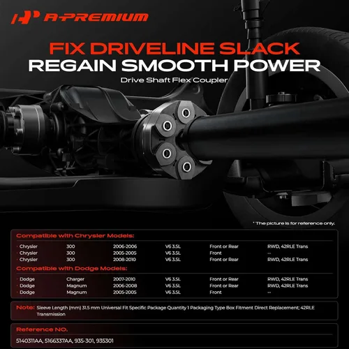 Vista 2 de A-Premium - Acoplador de eje de transmisión flexible compatible con Dodge y Chrysler for Dodge Charger 2007-2010 3.5L, Magnum 2005-2008 3.5L &